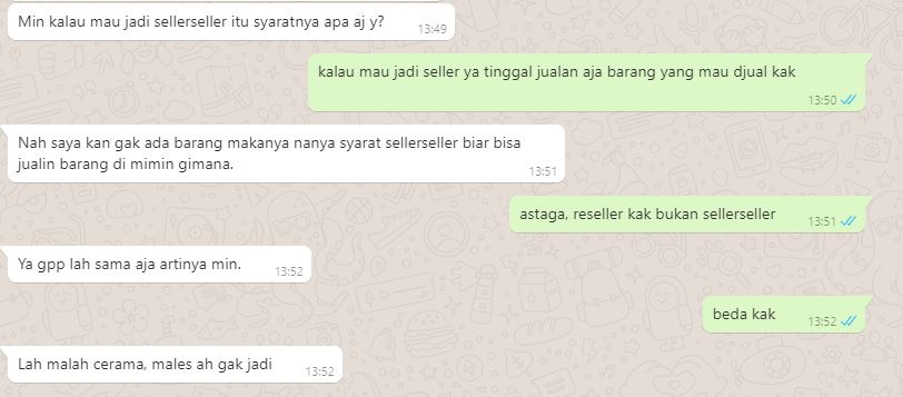 10 Chat absurd pengin jadi reseller, bikin gagal paham