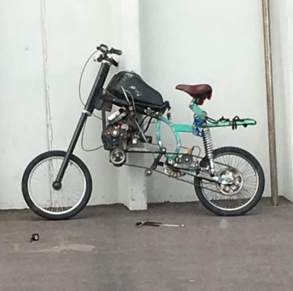 10 Modifikasi sepeda jadi motor ini desainnya unik abis