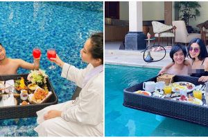 Gaya kemesraan 10 pasang seleb sarapan di kolam renang, so sweet