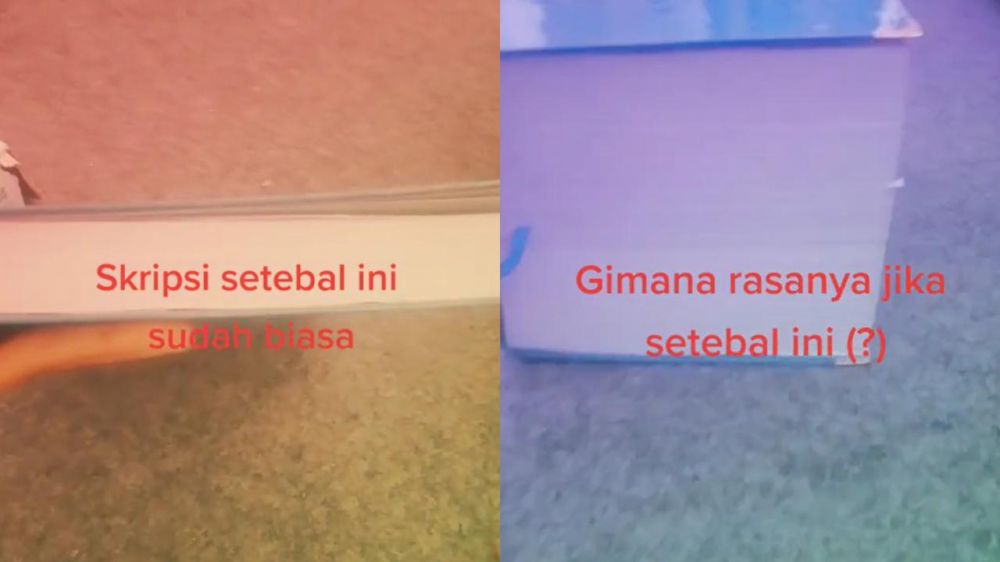 Super niat, mahasiswi ini bikin skripsi setebal hampir 5 rim