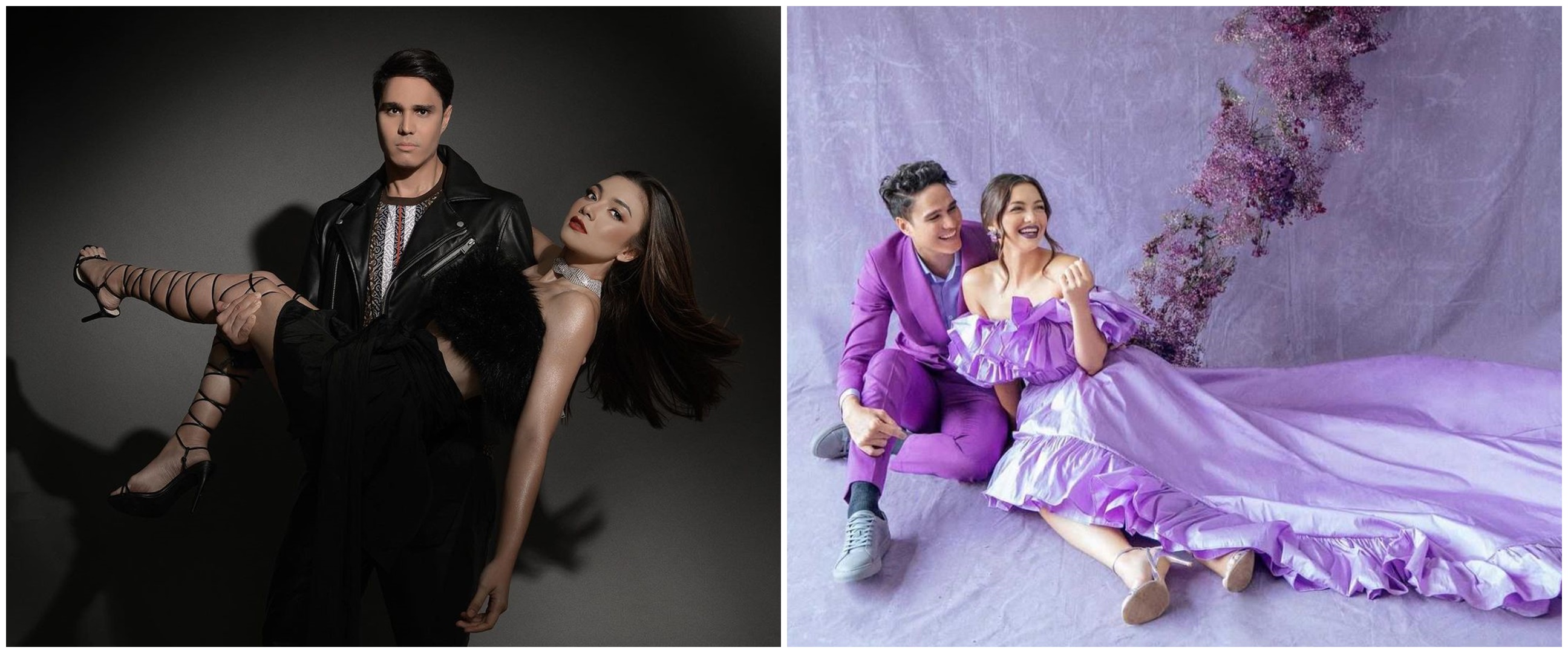 8 Gaya pemotretan Angela Gilsha & Mischa Chandrawinata, serba ungu