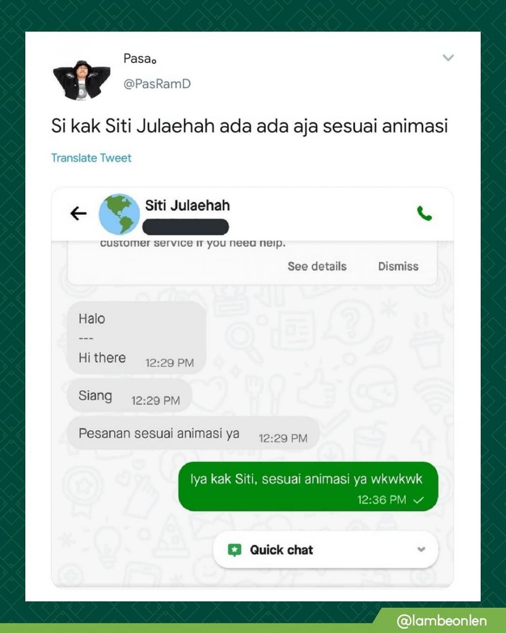 10 Chat order makanan lewat ojek online ini bikin senyum geli