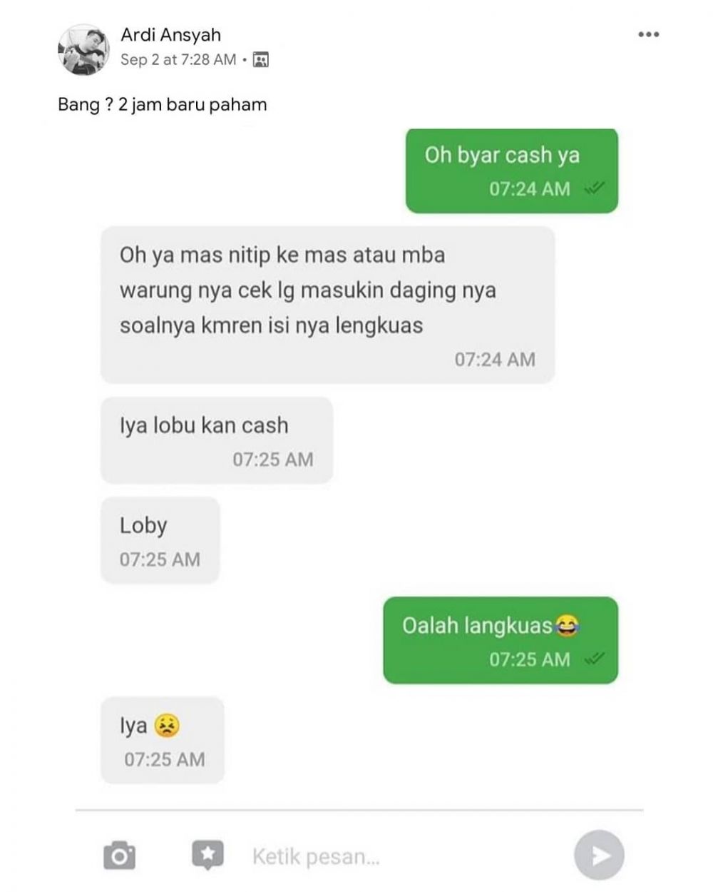 10 Chat order makanan lewat ojek online ini bikin senyum geli
