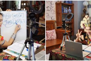 10 Potret Nancy, guru yang mengajar dengan berbagai pakaian adat