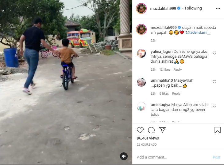 Aksi Fadel Islami ajarin anak naik sepeda tuai pujian, ayah luar biasa