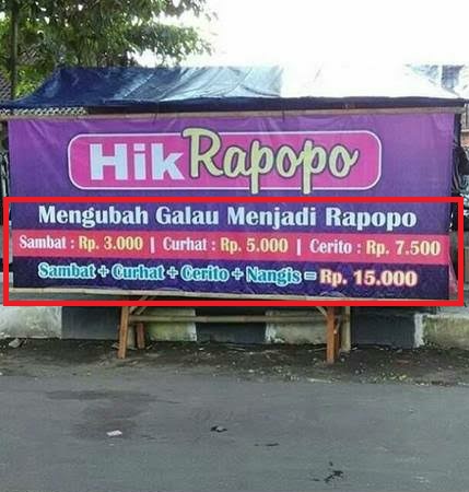 11 Keterangan di spanduk toko ini lucunya bikin pembeli nyengir