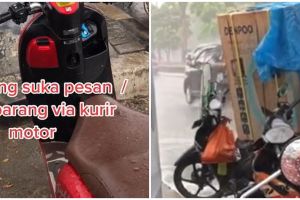 Perjuangan driver ojol rela basah demi barang orderan customer