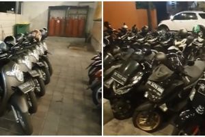 Viral aksi tukang parkir rapikan motor sesuai warna dan merek, keren