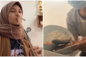 Viral wanita main suling bambu, alunan bunyi bak di rumah makan Sunda