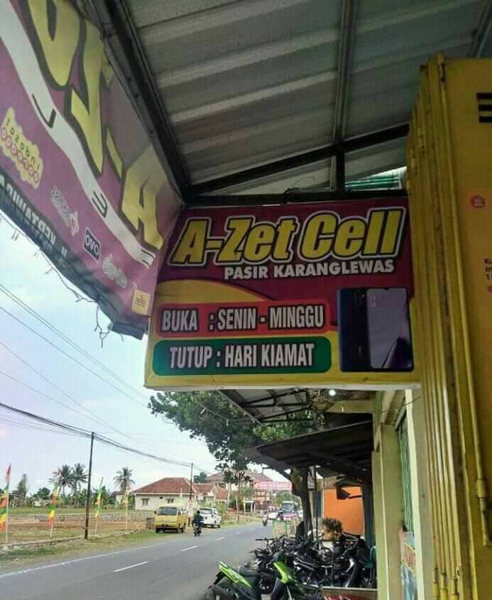 10 Tulisan lucu di spanduk warung pulsa ini kocak abis