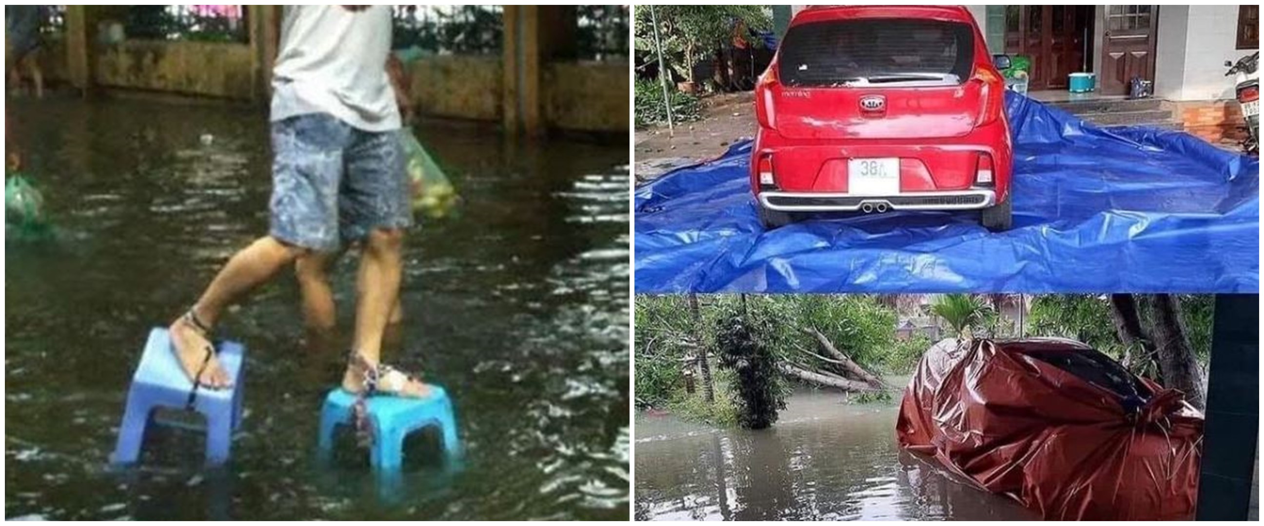 10 Aksi kreatif orang hadapi banjir ini nyeleneh dan bikin cekikikan