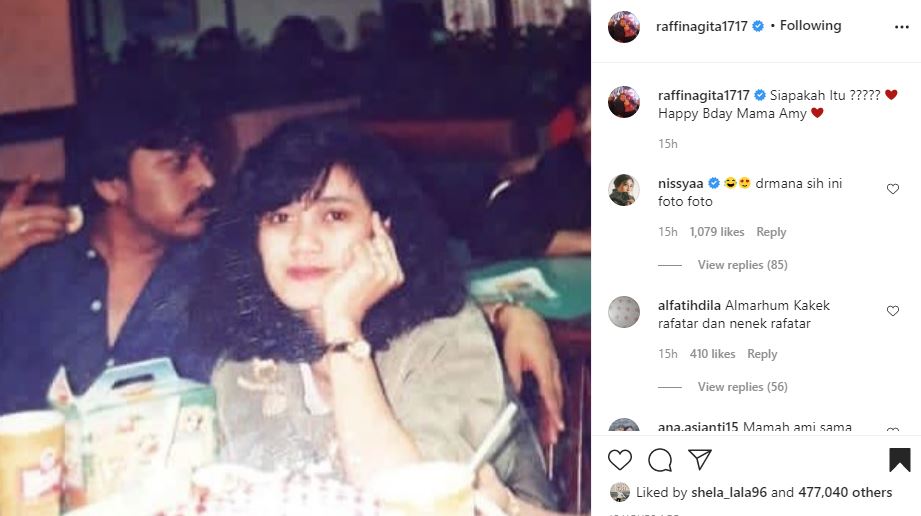 Raffi Ahmad unggah foto Mama Amy saat muda, wajahnya bikin salah fokus