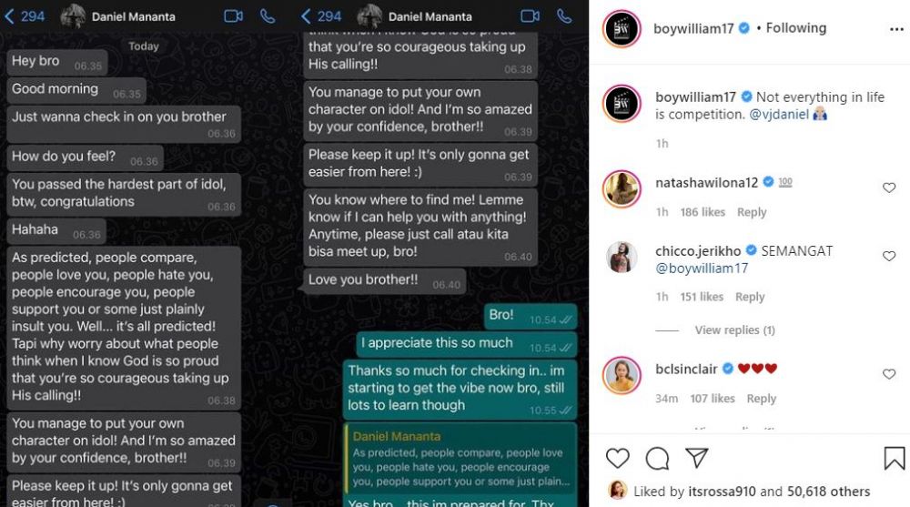 Intip isi WA Daniel Mananta untuk Boy William, tulis pesan menyentuh