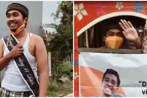 Gelar pesta lajang, cowok ini diarak keliling kampung naik odong-odong