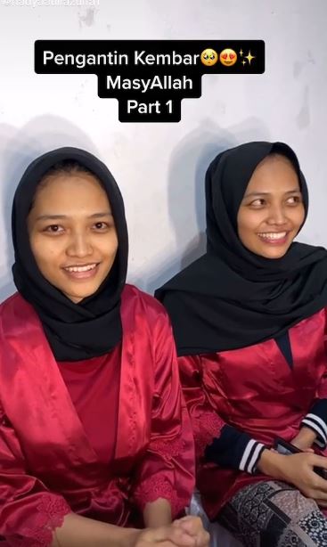 Viral wanita kembar nikah bareng, calon suaminya sempat tertukar