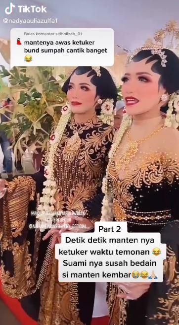 Viral wanita kembar nikah bareng, calon suaminya sempat tertukar