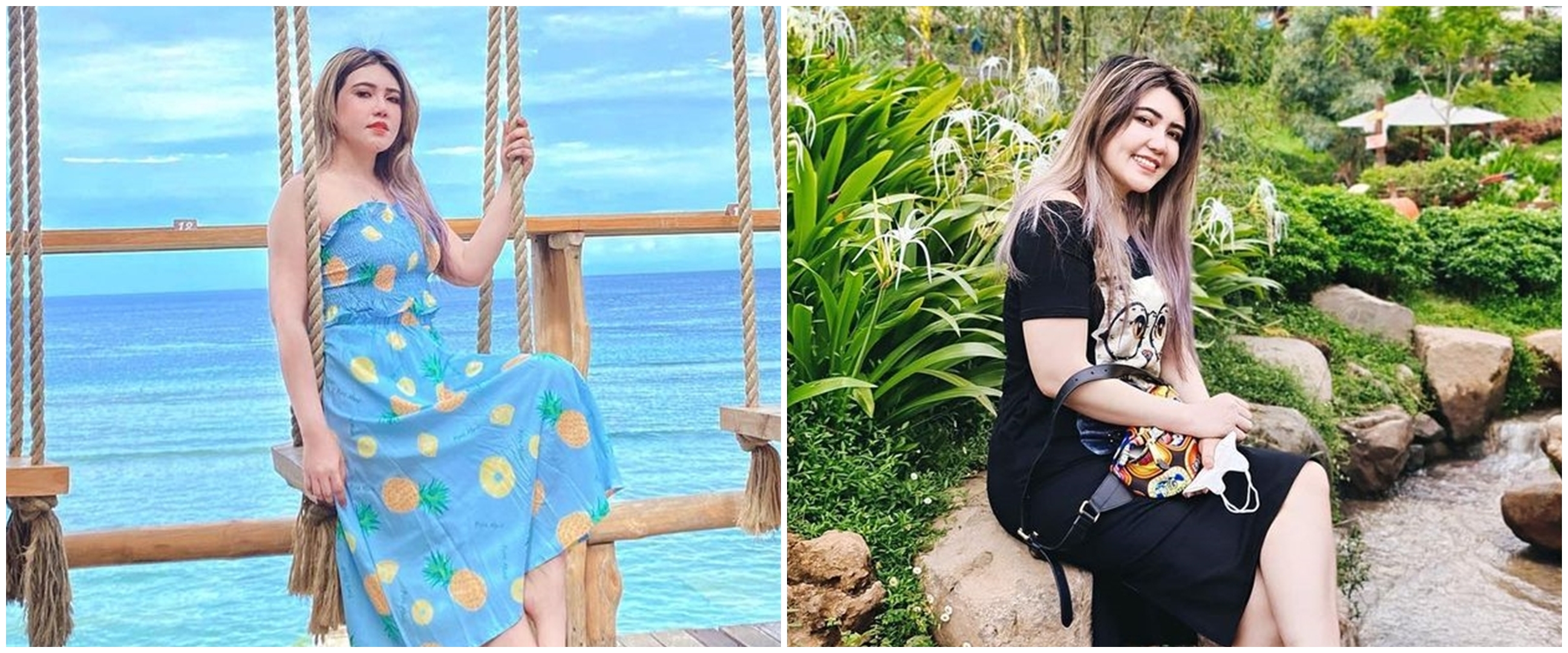 10 Momen Via Vallen liburan di Nusa Penida, berani panjat tebing curam