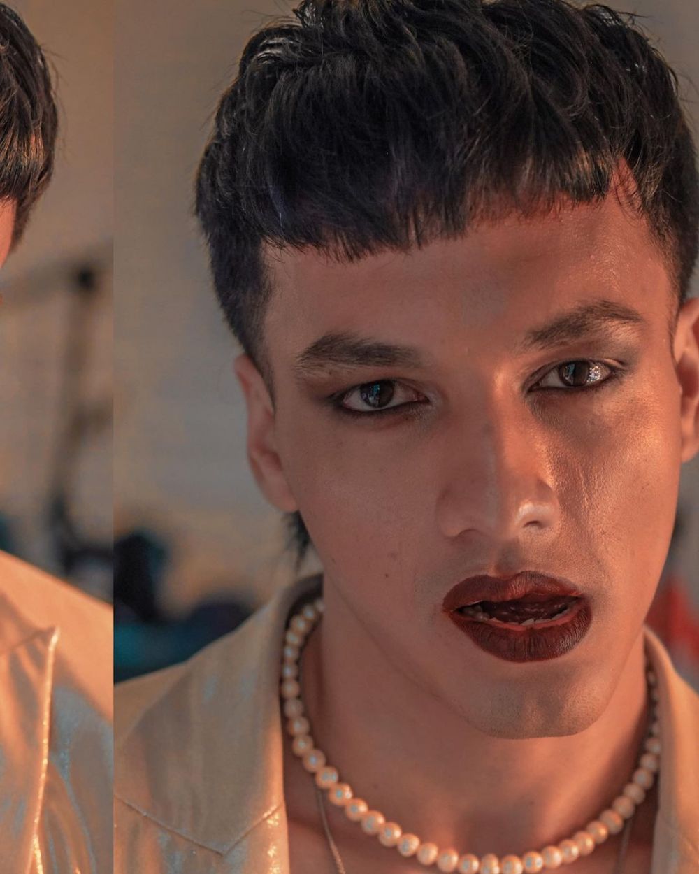 9 Pemotretan Jefri Nichol pakai makeup, warna lipstik jadi sorotan