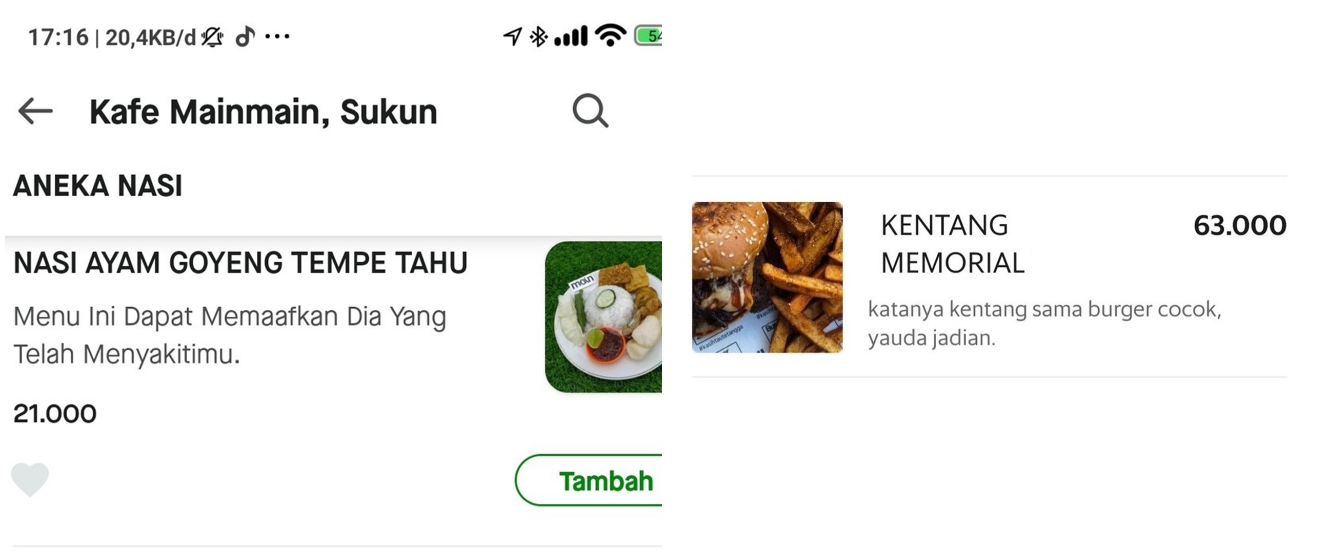 11 Nama dan deskripsi menu makanan di aplikasi ojek online, kocak