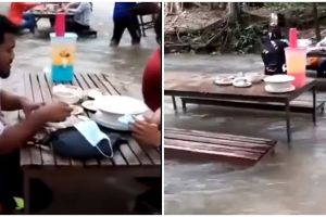 8 Potret restoran viral terletak di tengah sungai, arus air disorot