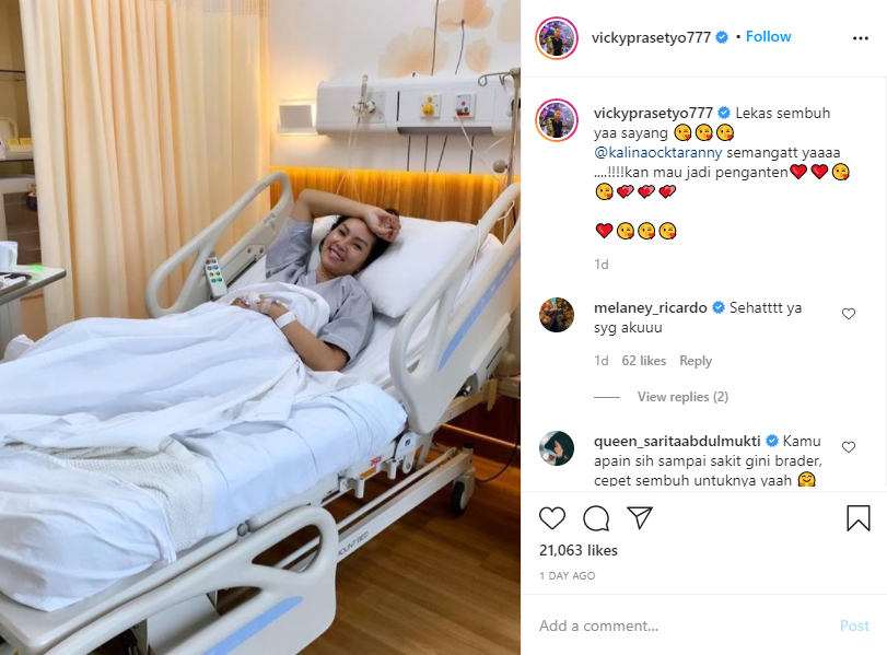 Kalina Oktarani jatuh sakit, ini curhatan Vicky Prasetyo