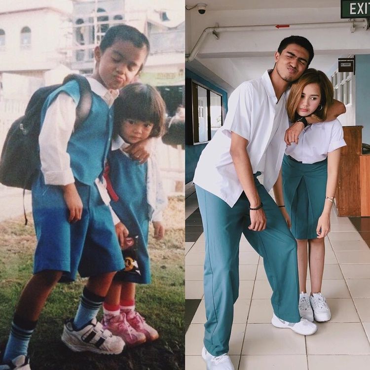 Gaya 7 seleb bersaudara pose ulang foto masa kecil, tetap kompak