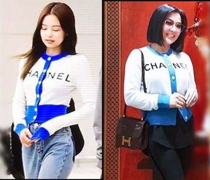 5 Potret Syahrini kembaran baju dengan artis Korea