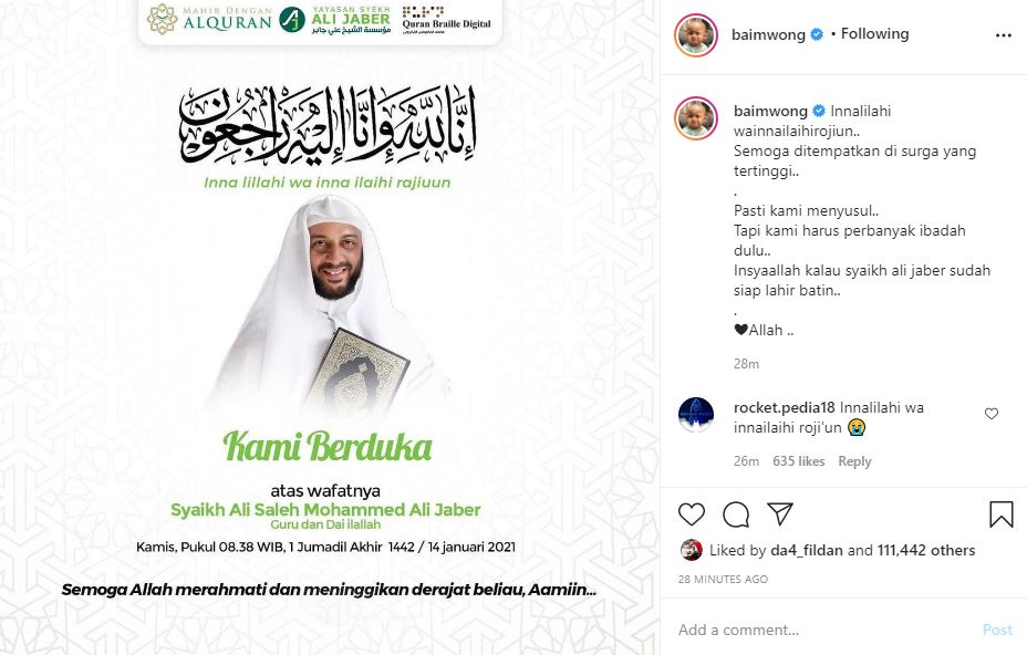 Syekh Ali Jaber meninggal, ini ungkapan duka dan doa 14 seleb