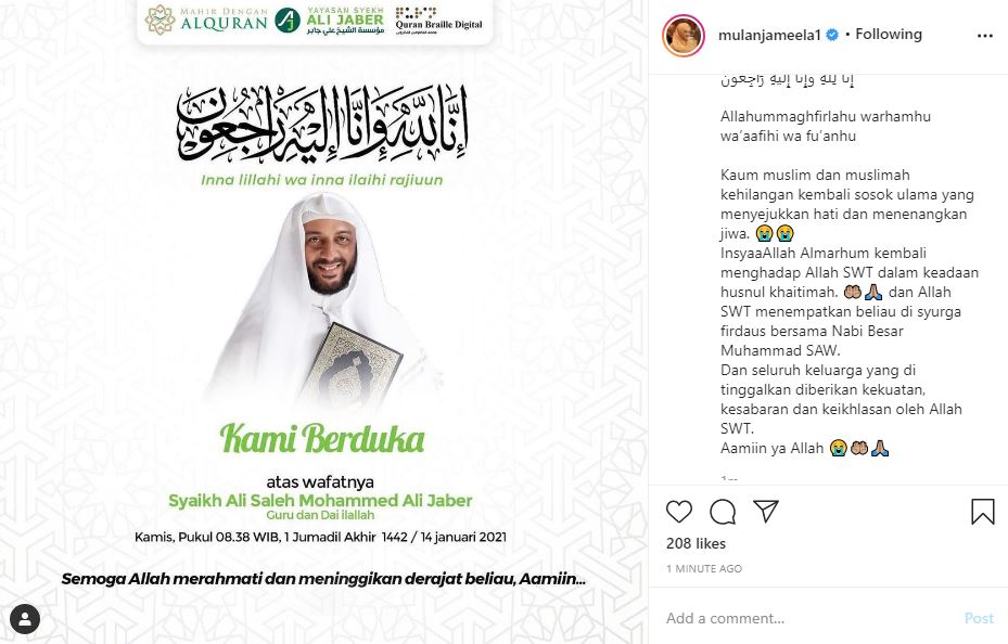 Syekh Ali Jaber meninggal, ini ungkapan duka dan doa 14 seleb