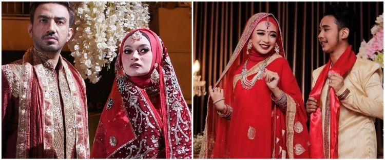 Busana yang mereka kenakan bak pasangan pengantin India.
