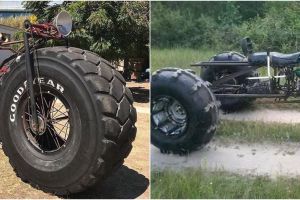 10 Modifikasi ekstrem ban motor jadi besar ini bikin nggak habis pikir