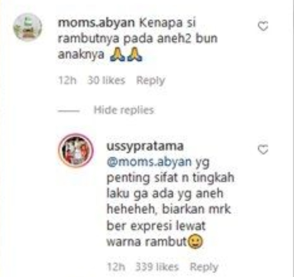 Gaya rambut anaknya dinyinyiri, ini respons santai Ussy Sulistiawaty