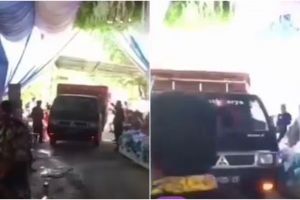 Viral video mobil pengangkut ayam melintas di tengah acara pernikahan