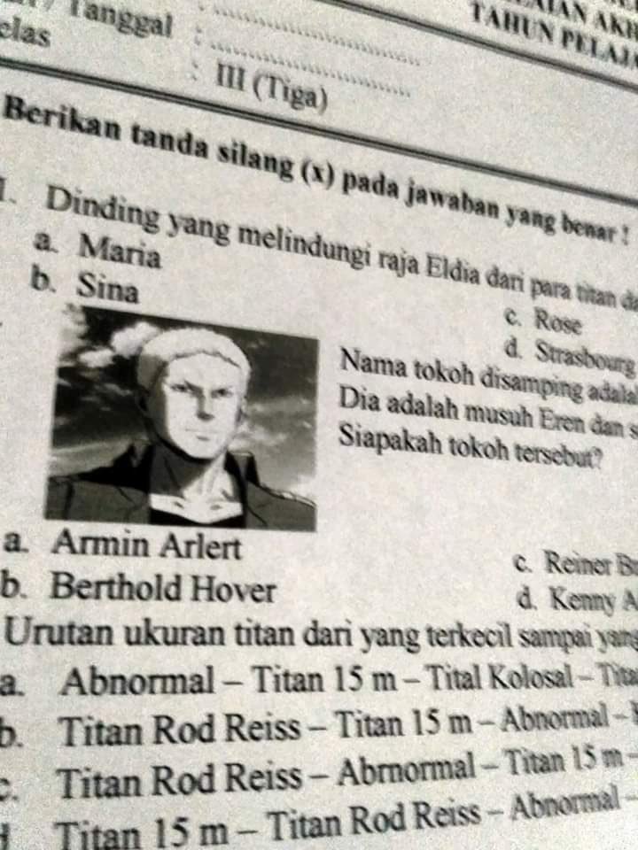 10 Soal ujian pakai nama karakter anime ini bikin murid senyum