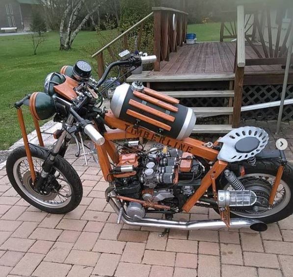 10 Modifikasi motor nyeleneh menggunakan kayu ini bikin kerutin dahi