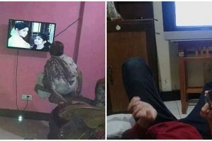 10 Pose bapak-bapak nonton TV ini jadi pengen ikut santai