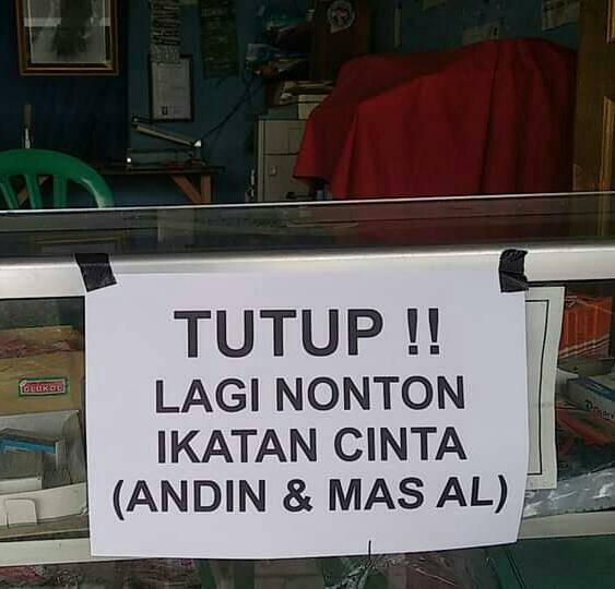 8 Pengumuman lucu warung tutup gara-gara Ikatan Cinta, kocak banget