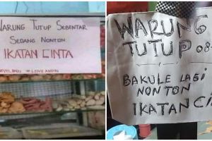 8 Pengumuman lucu warung tutup gara-gara Ikatan Cinta, kocak banget