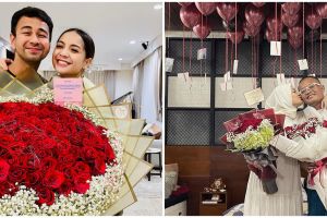 Momen bahagia 8 seleb dapat bunga pada hari Valentine, so sweet