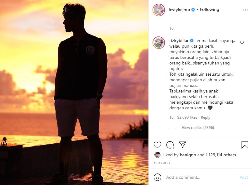 Ungkapan cinta Lesty Kejora untuk Rizky Billar ini bikin baper