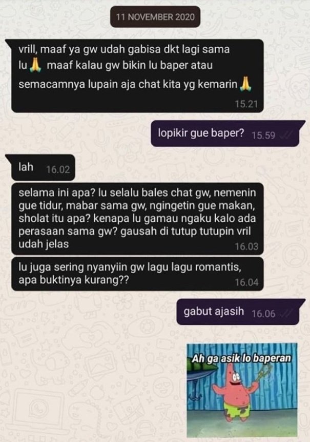 11 Chat lucu cowok ke gebetan ini endingnya bikin nyesek