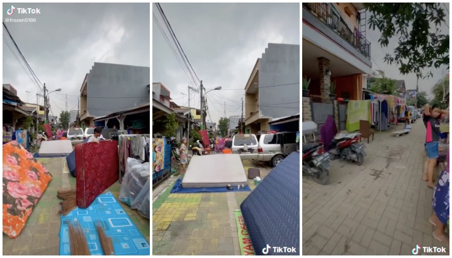 Banjir usai, jalanan kampung ini dipenuhi perabot bak pasar kaget
