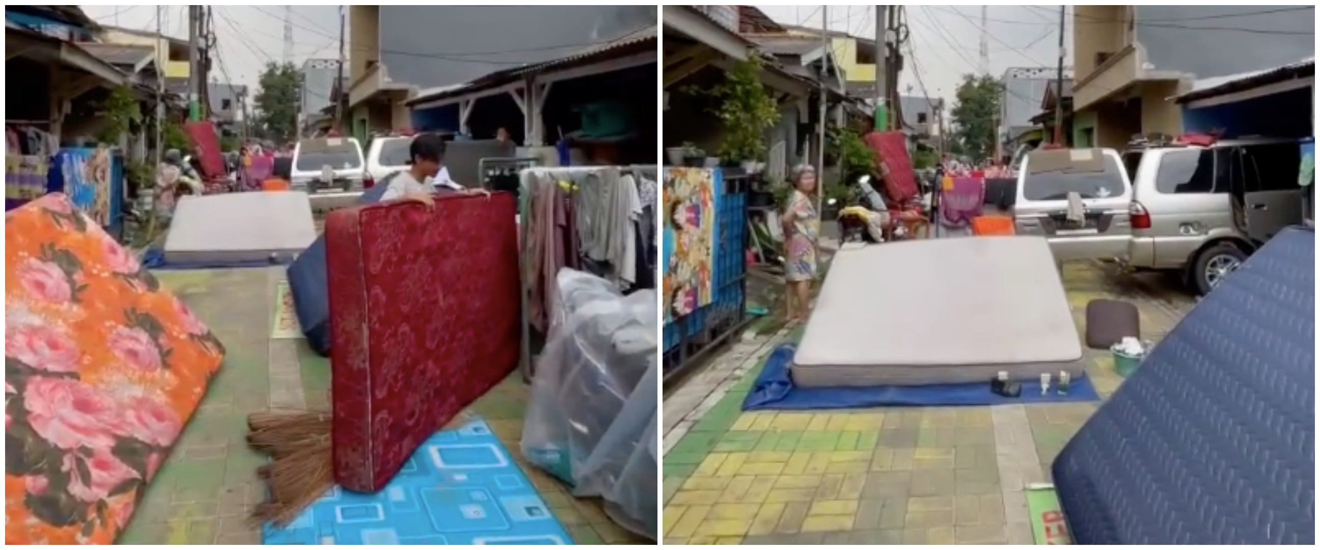 Banjir usai, jalanan kampung ini dipenuhi perabot bak pasar kaget