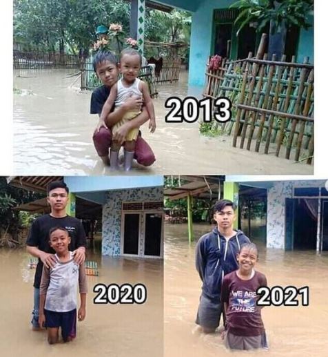 5 Potret transformasi warga saat daerahnya kebanjiran, curi perhatian