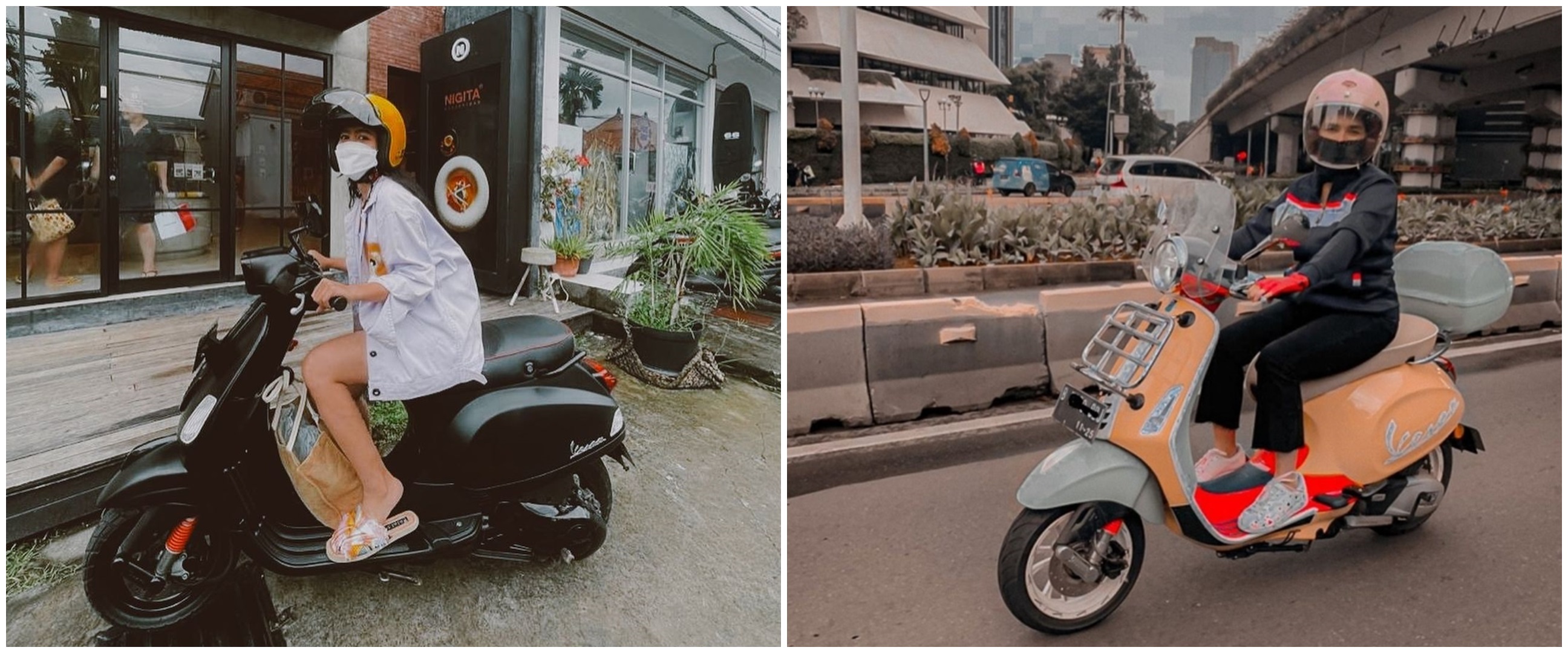 Gaya 8 seleb cantik saat kendarai Vespa, keren abis
