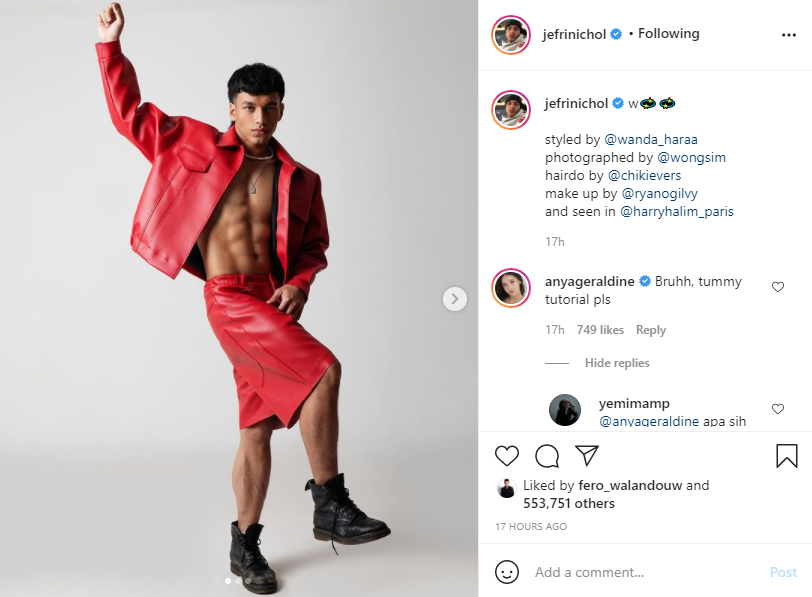 Jefri Nichol pamer perut sixpack, komentar Anya Geraldine jadi sorotan