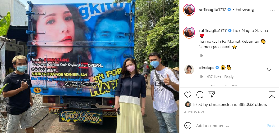 Potret wajah Nagita Slavina di bak truk, quote-nya bikin salah fokus