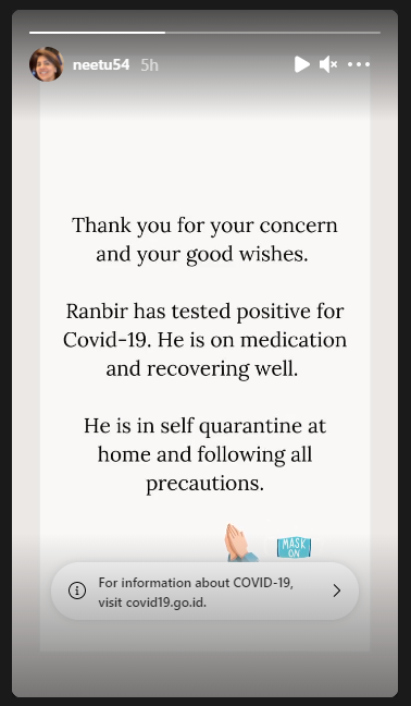 Positif Covid-19, begini kondisi terkini Ranbir Kapoor