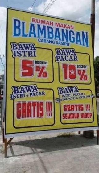 10 Cara promosi rumah makan ini nyelenehnya bikin pembeli gagal paham