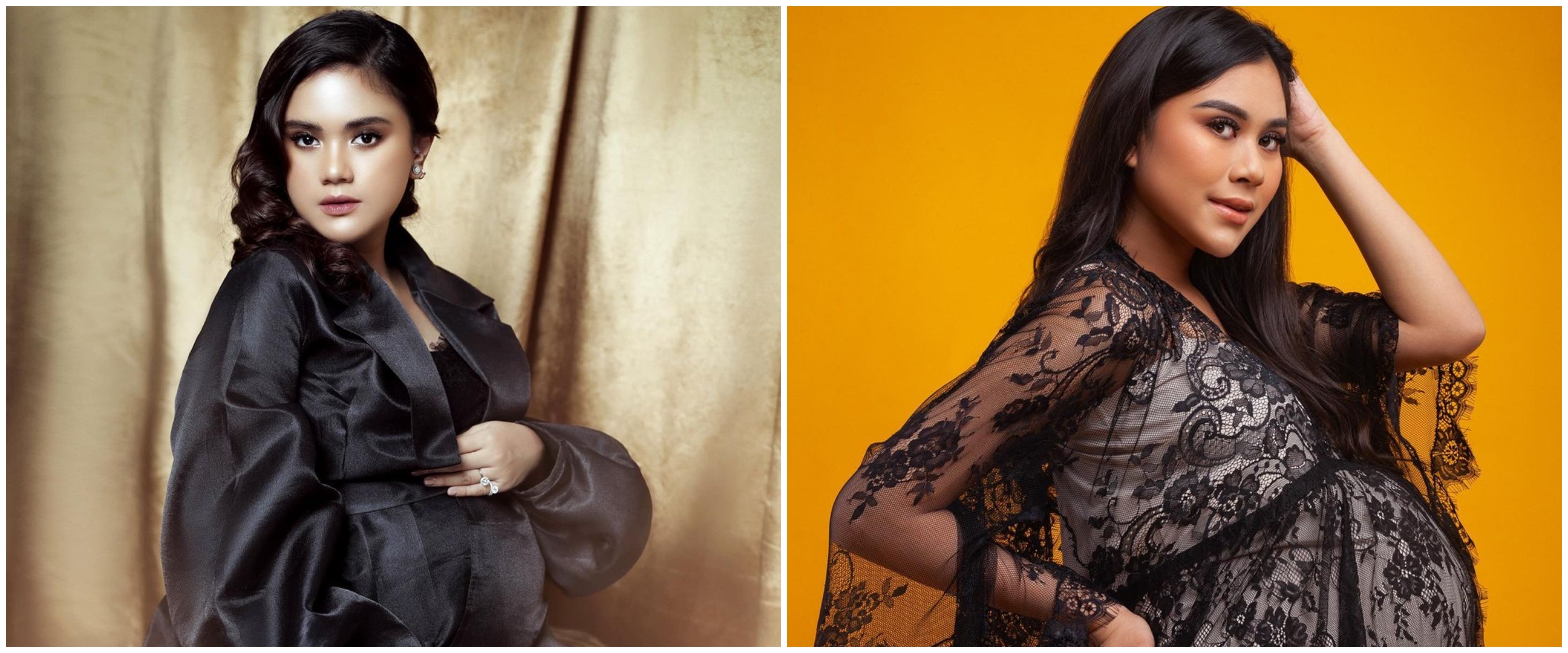 Potret maternity 10 seleb dengan gaun hitam, Audi Marissa elegan